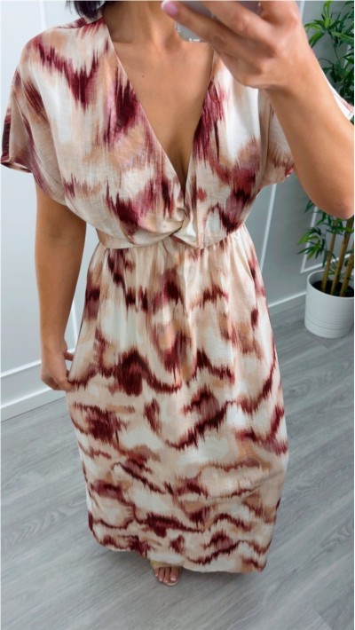 VESTIDO LARGO ESCOTE NUDO PICO