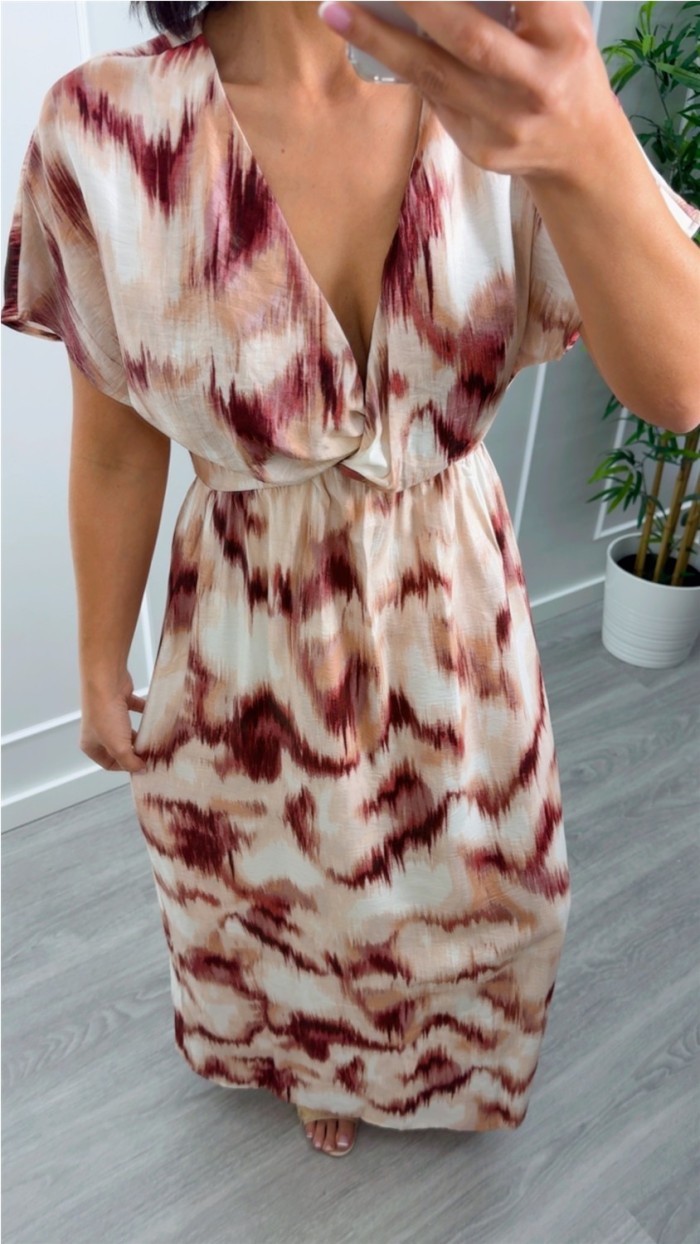 VESTIDO LARGO ESCOTE NUDO PICO