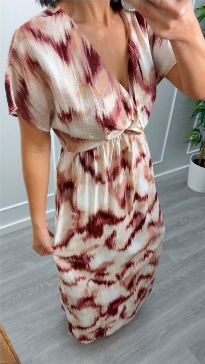 VESTIDO LARGO ESCOTE NUDO PICO