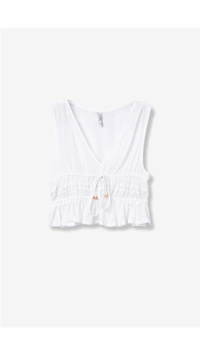 top frunce cintura escote pico