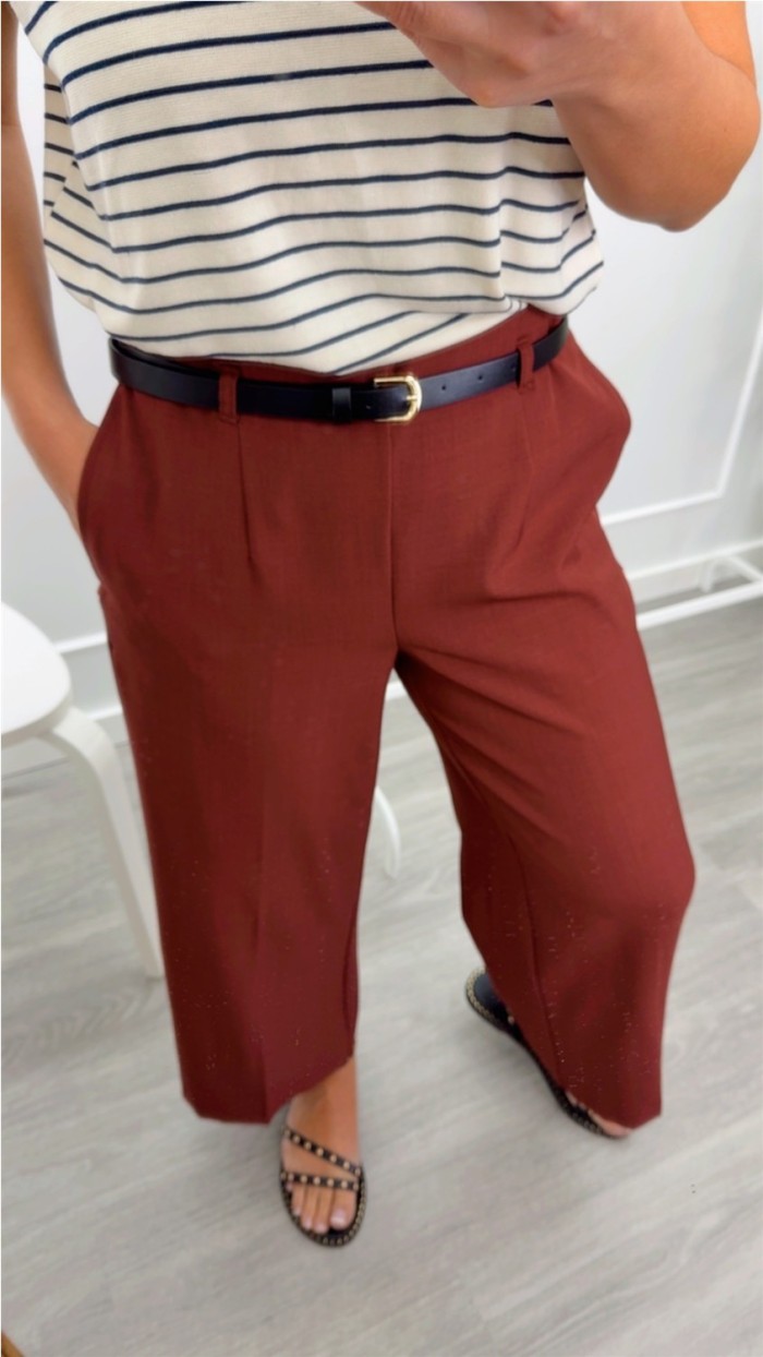 CULOTTE BURDEOS Y NEGRO CON CINTO FINO