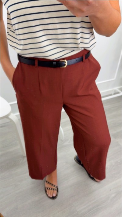 CULOTTE BURDEOS Y NEGRO CON CINTO FINO