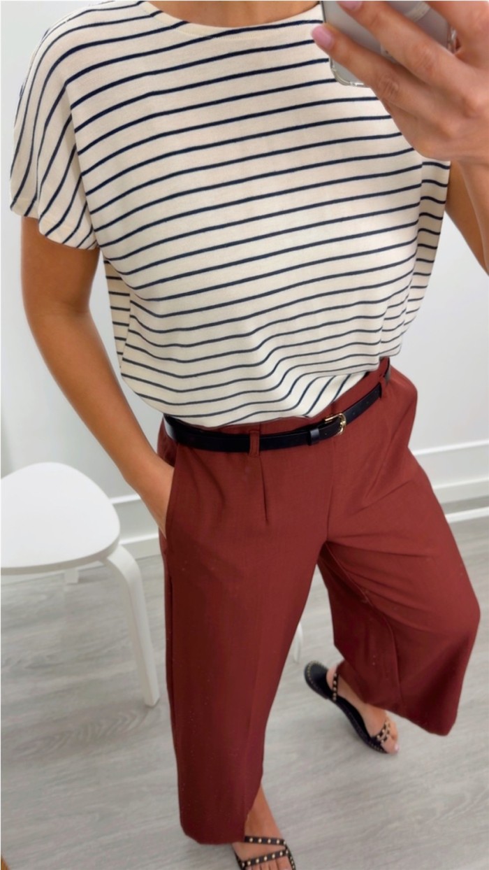 CULOTTE BURDEOS Y NEGRO CON CINTO FINO