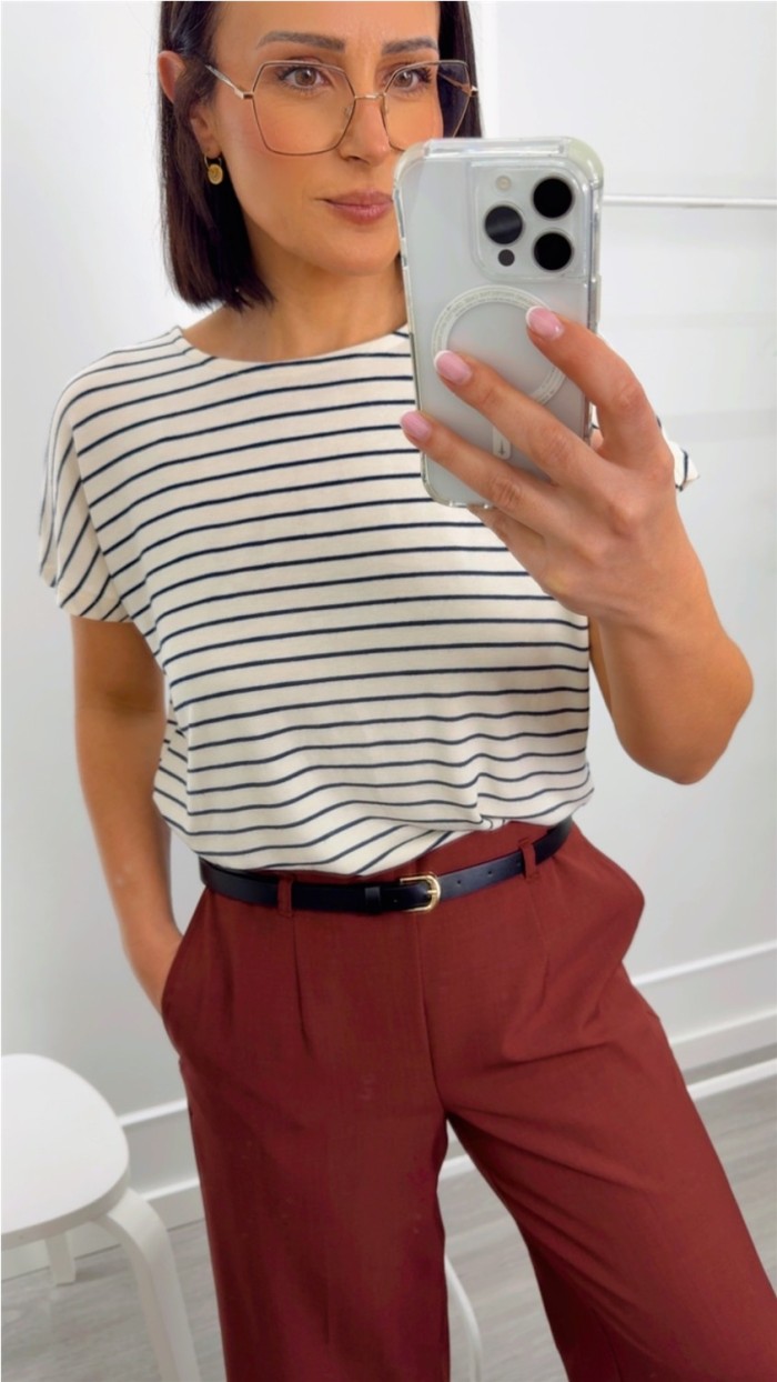 CULOTTE BURDEOS Y NEGRO CON CINTO FINO