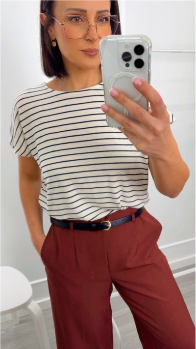 CULOTTE BURDEOS Y NEGRO CON CINTO FINO