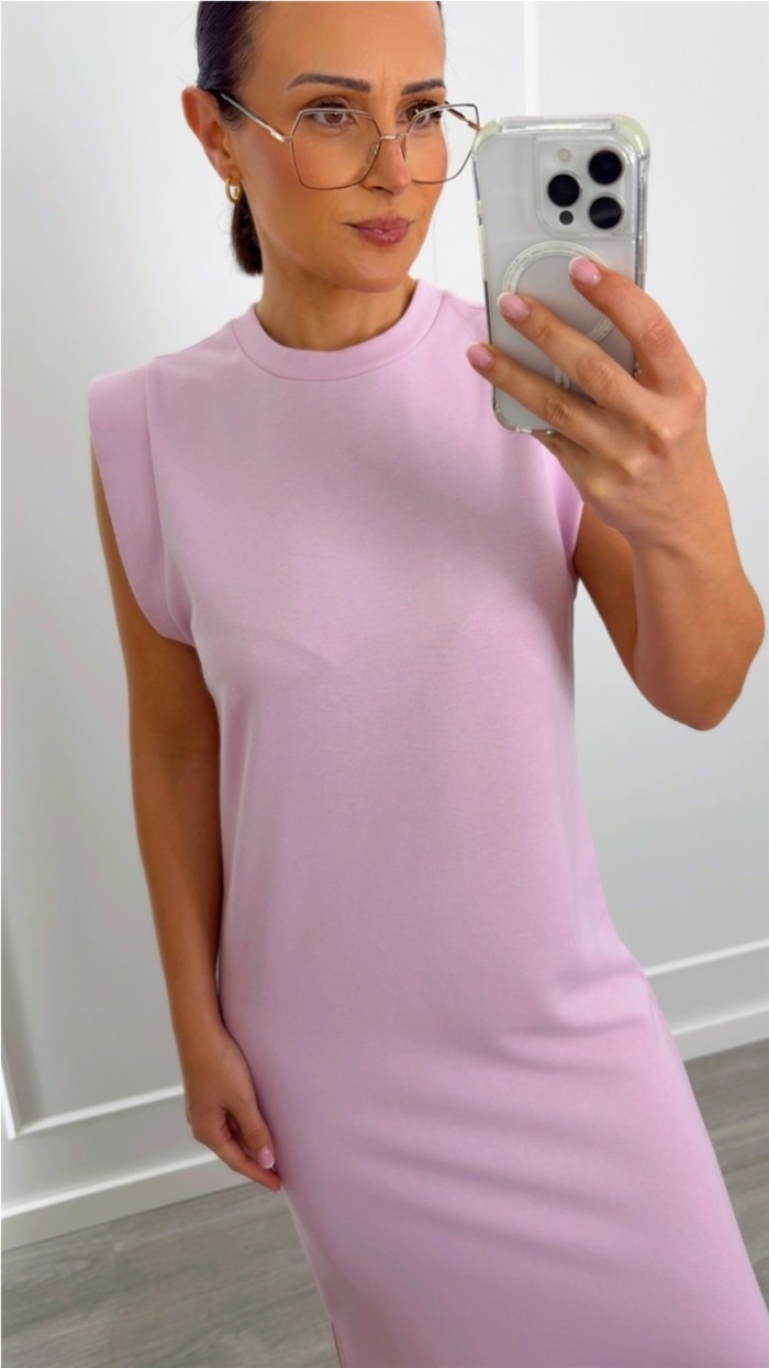 VESTIDO ALGODÓN ROSA HOMBRERAS