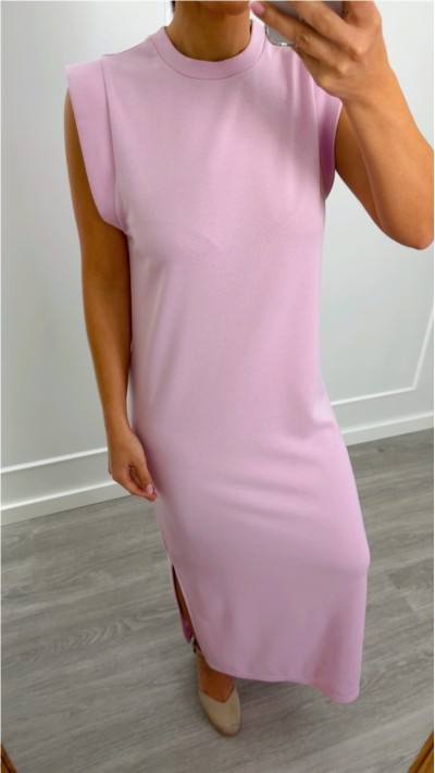 VESTIDO ALGODÓN ROSA HOMBRERAS 2