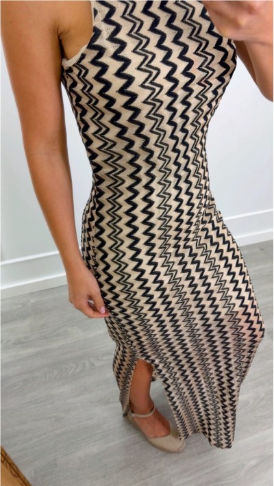 VESTIDO ESTAMPADO BRILLO COMBINADO