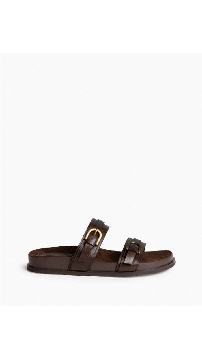 SANDALIA DOBLE TIRA HEBILLAS DORADAS