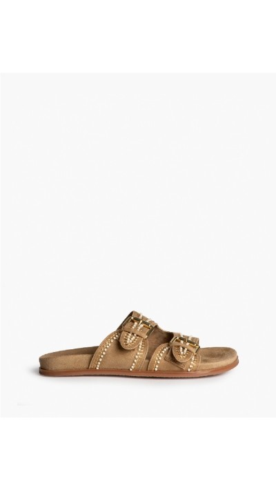 SANDALIA DOBLE TIRA DETALLES DORADOS