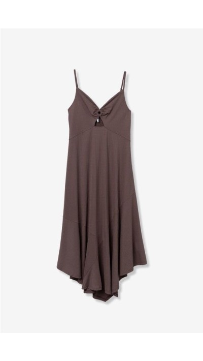 VESTIDO MARRÓN CHOCO ESCOTE DETALLE