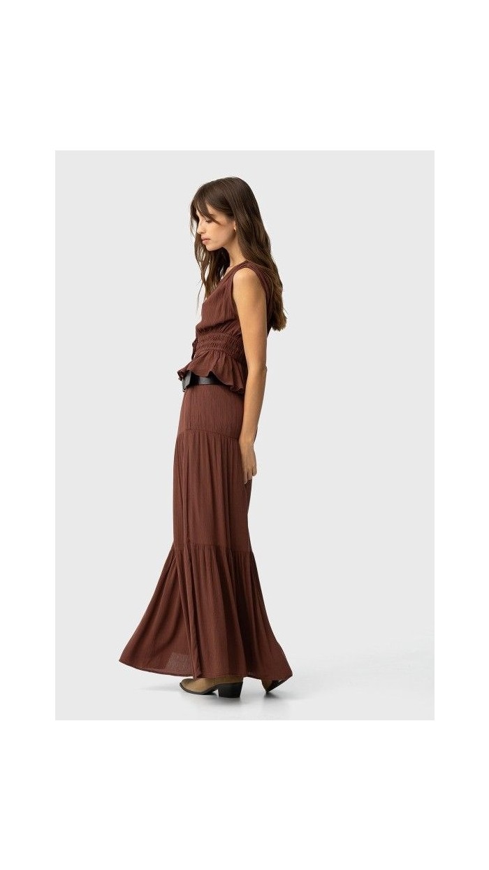 FALDA LARGA CAMPONESA MARRON