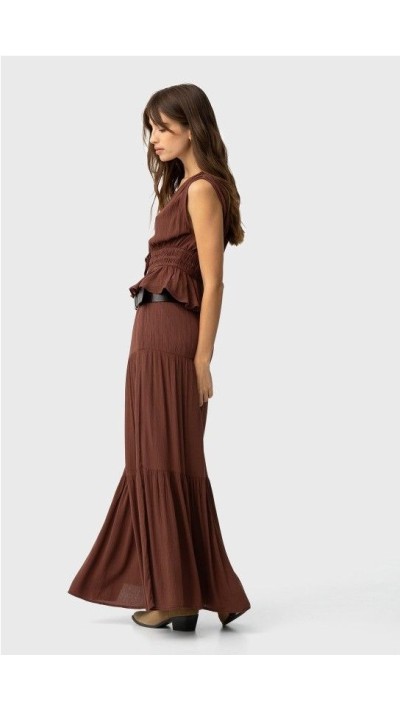 FALDA LARGA CAMPONESA MARRON