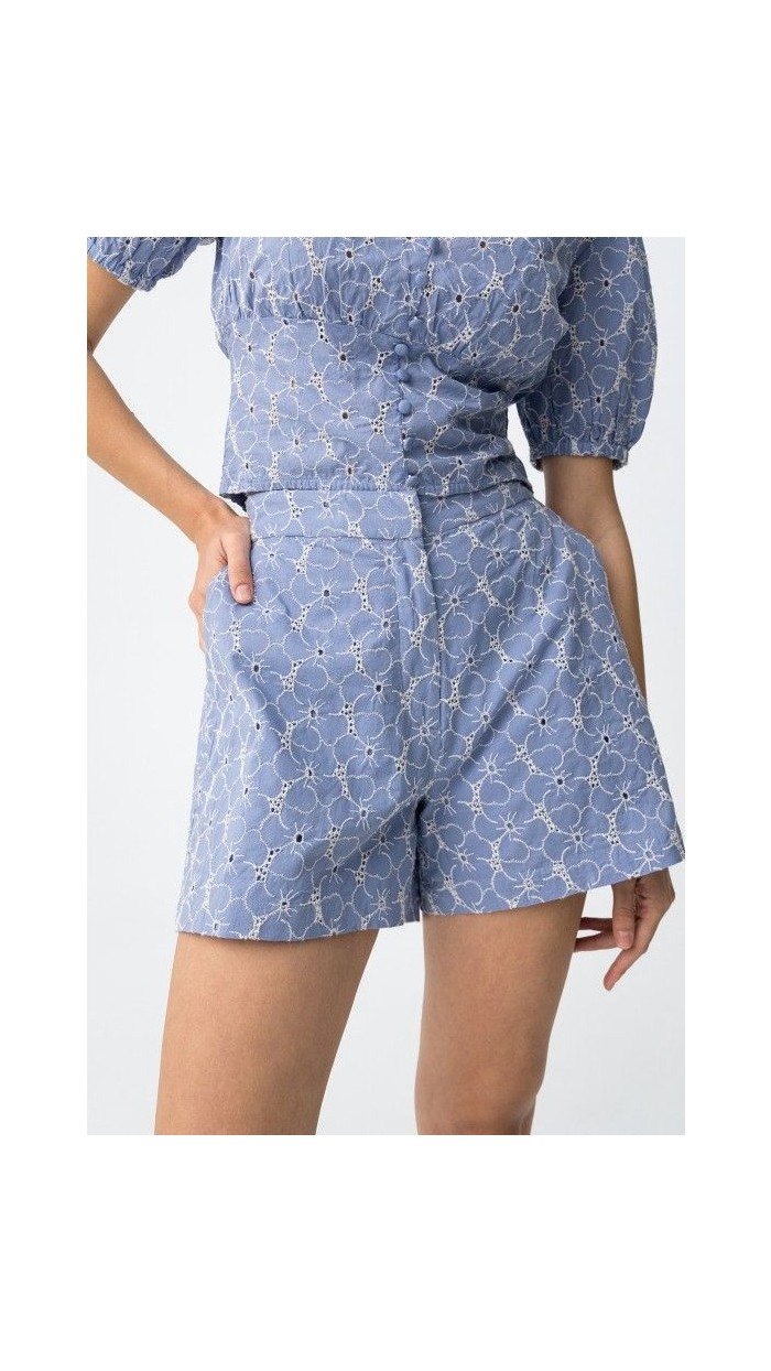 SHORT CORTO CALADO AZUL