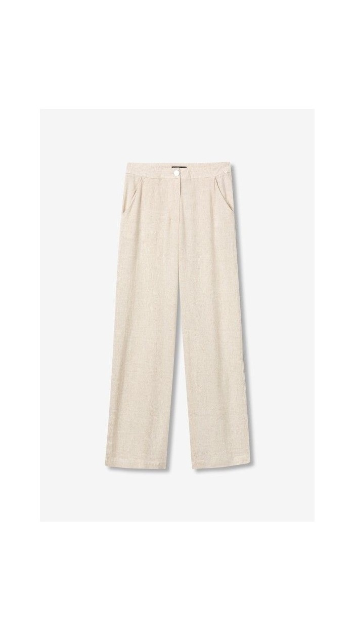 PANTALON LINO BEIGE CORTE TRAJE