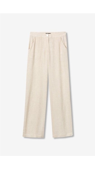 PANTALON LINO BEIGE CORTE TRAJE