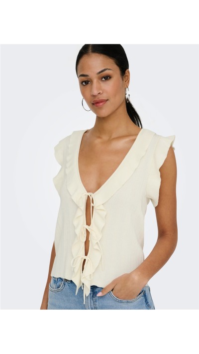 TOP CHALECO VOLANTES DETALLE LAZOS