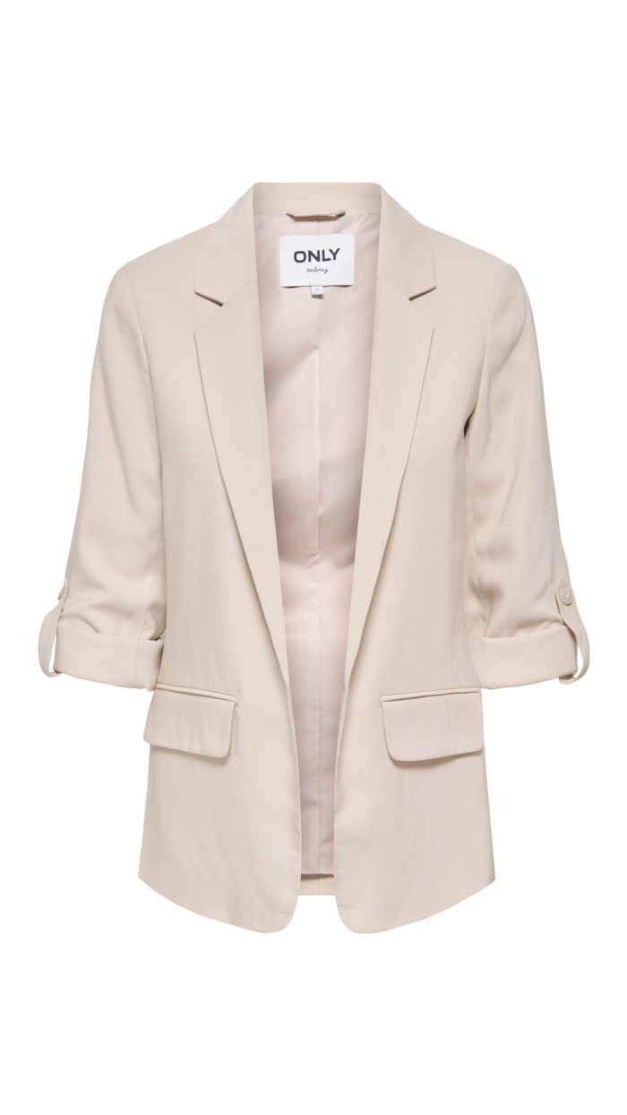 BLAZER BEIGE DETALLE RECOGER MANGA