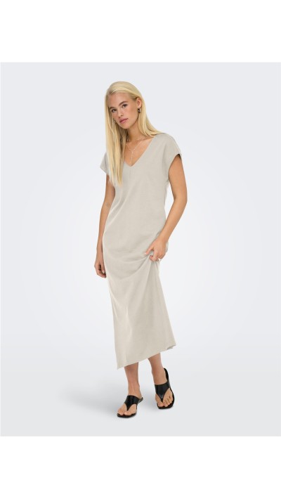 VESTIDO BASIC CUELLO PICO, NEGRO, MARRÓN Y BEIGE