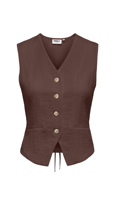 CHALECO LAZO ATRÁS MARRÓN Y BLANCO