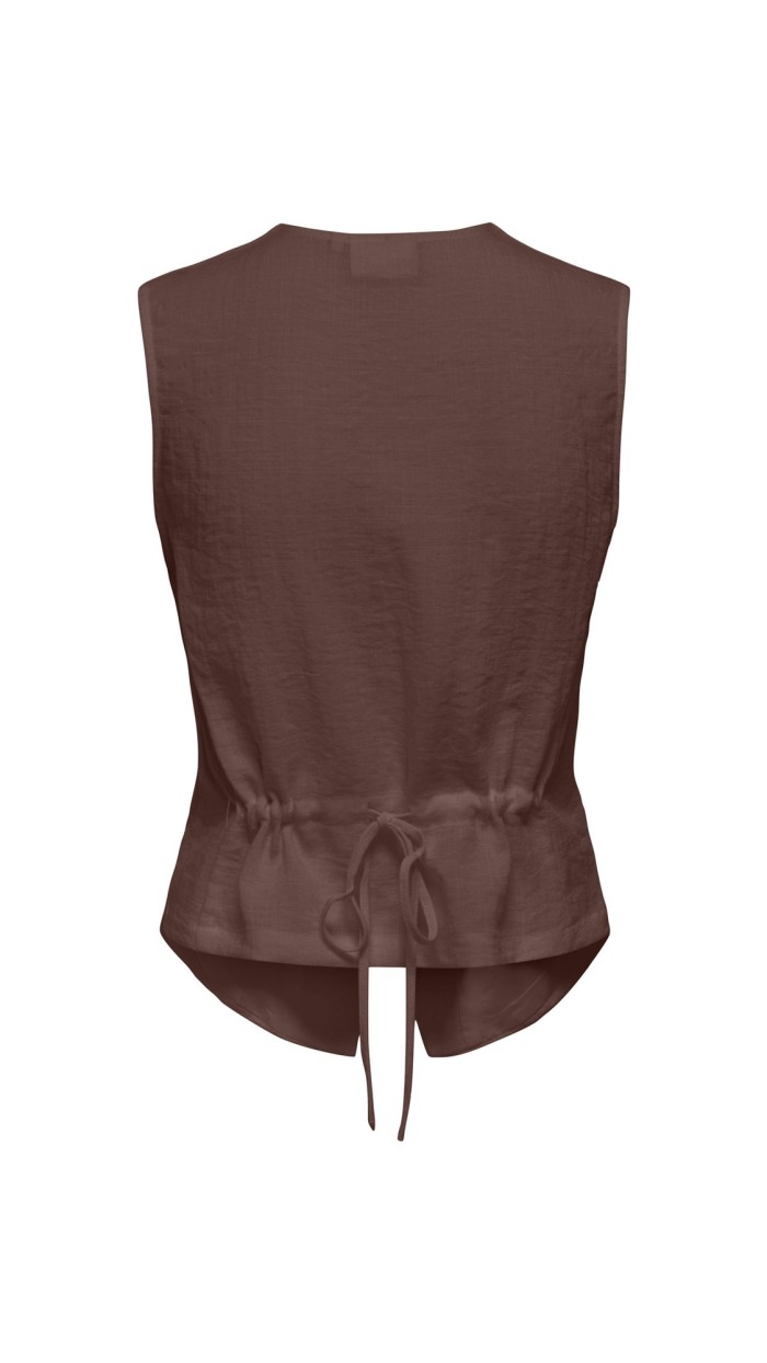 CHALECO LAZO ATRÁS MARRÓN Y BLANCO