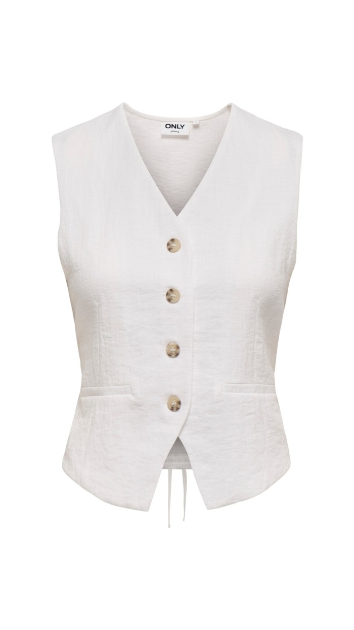 CHALECO LAZO ATRÁS MARRÓN Y BLANCO