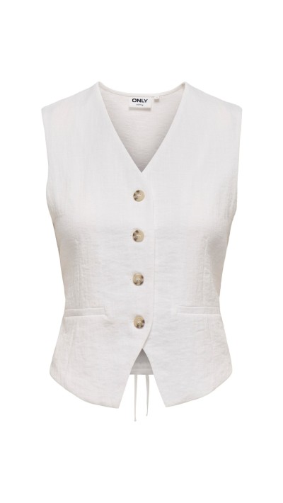 CHALECO LAZO ATRÁS MARRÓN Y BLANCO