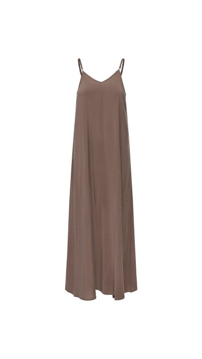 VESTIDO LISO MARRÓN GOMA ESPALDA TIRA