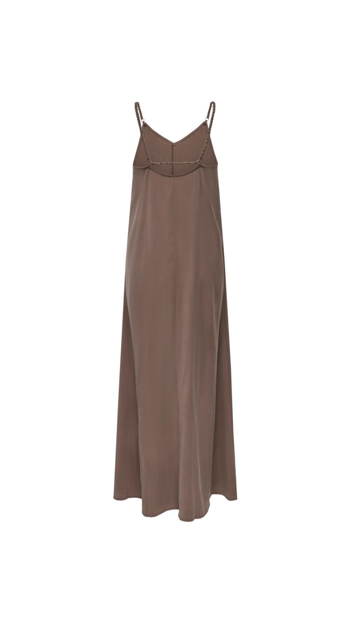 VESTIDO LISO MARRÓN GOMA ESPALDA TIRA