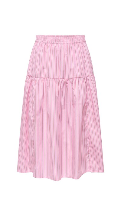 FALDA GOMA EN CINTURA RAYAS FONDO ROSA