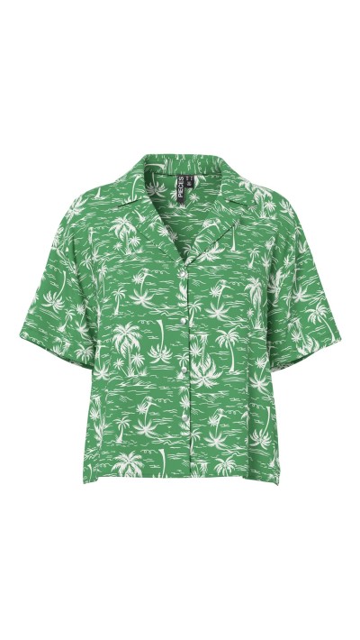 CAMISA VERDE ESTAMPADO PALMERAS