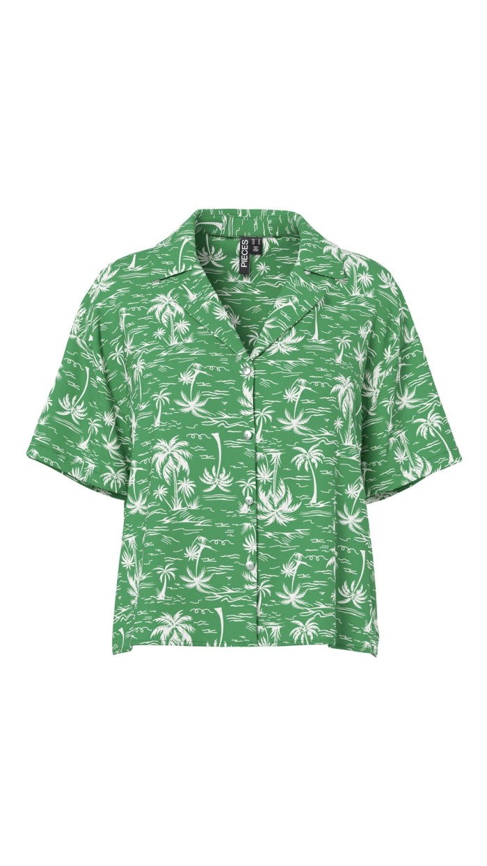 CAMISA VERDE ESTAMPADO PALMERAS
