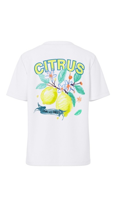 CAMSIETA CITRUS FONDO BLANCO Y DIBUJO LIMONES