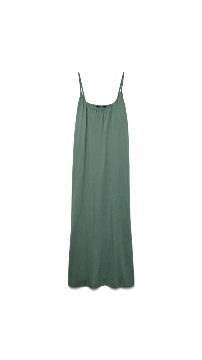 VESTIDO TIRAS NEGRO Y VERDE ALGODÓN