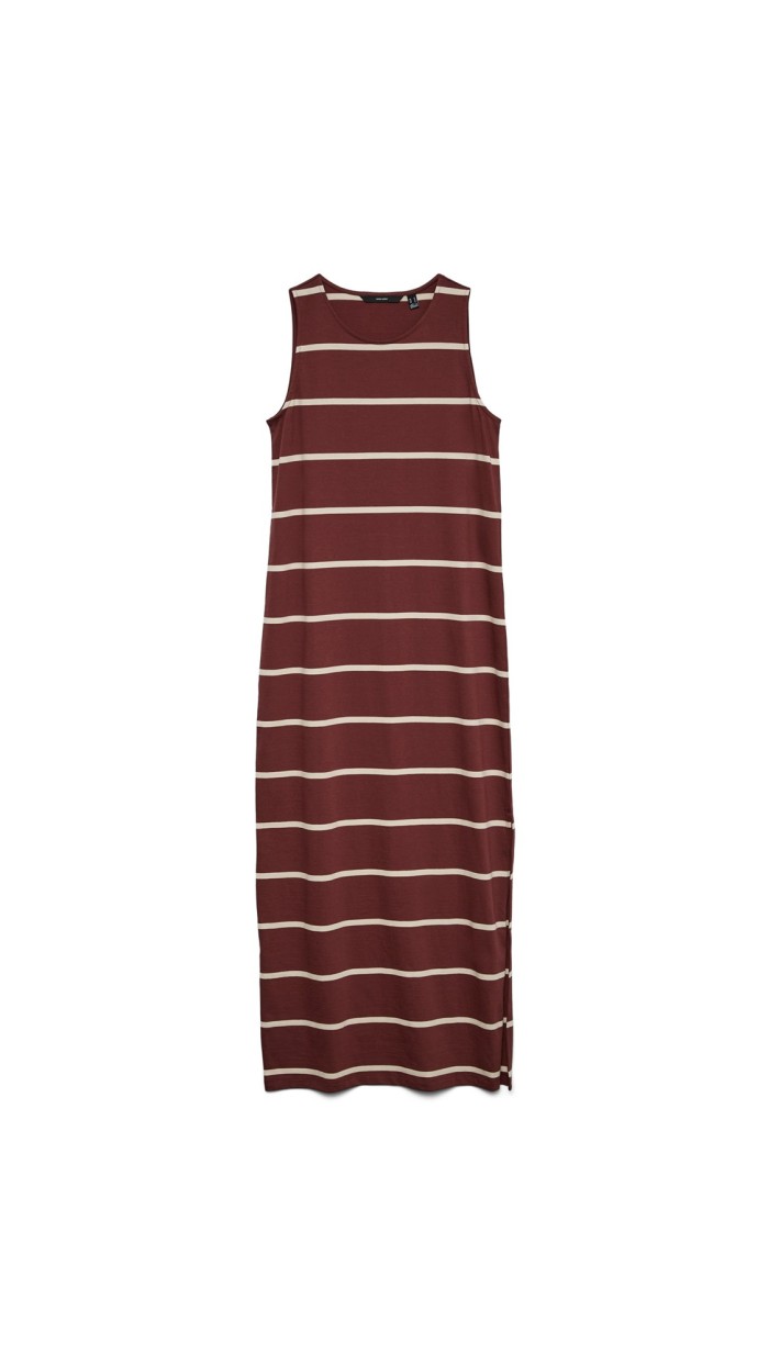 VESTIDO RESTO  ALGODÓN RAYAS FONDO BURDEOS Y AZUL MARINO