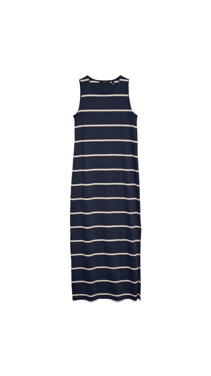 VESTIDO RESTO  ALGODÓN RAYAS FONDO BURDEOS Y AZUL MARINO