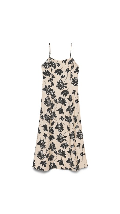 VESTIDO TIRAS ESTAMPAD FLORES EN NEGRO