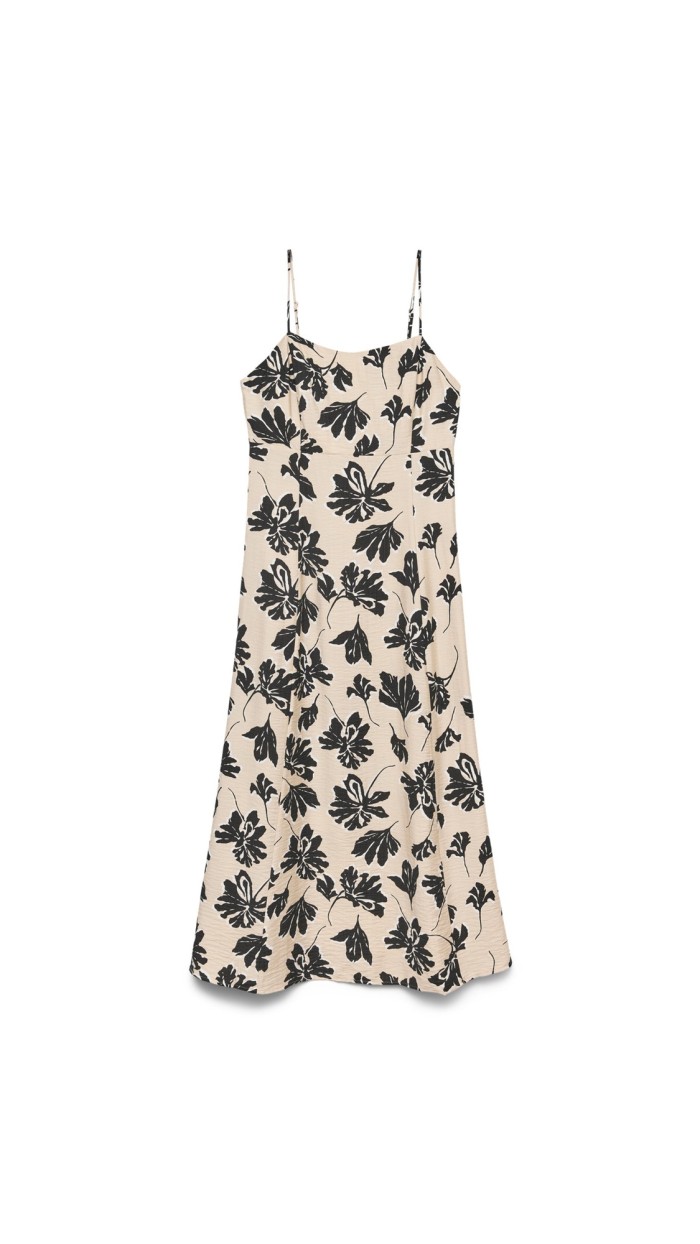 VESTIDO TIRAS ESTAMPAD FLORES EN NEGRO