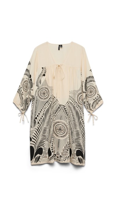 VESTIDO TÚNICA BEIGE Y NEGRO