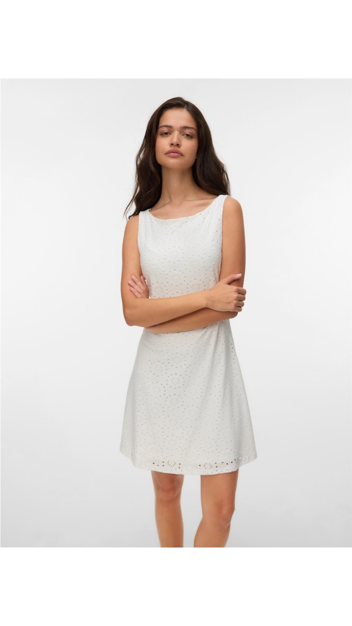 VESTIDO CORTO BLANCO BORDADO SUIZO