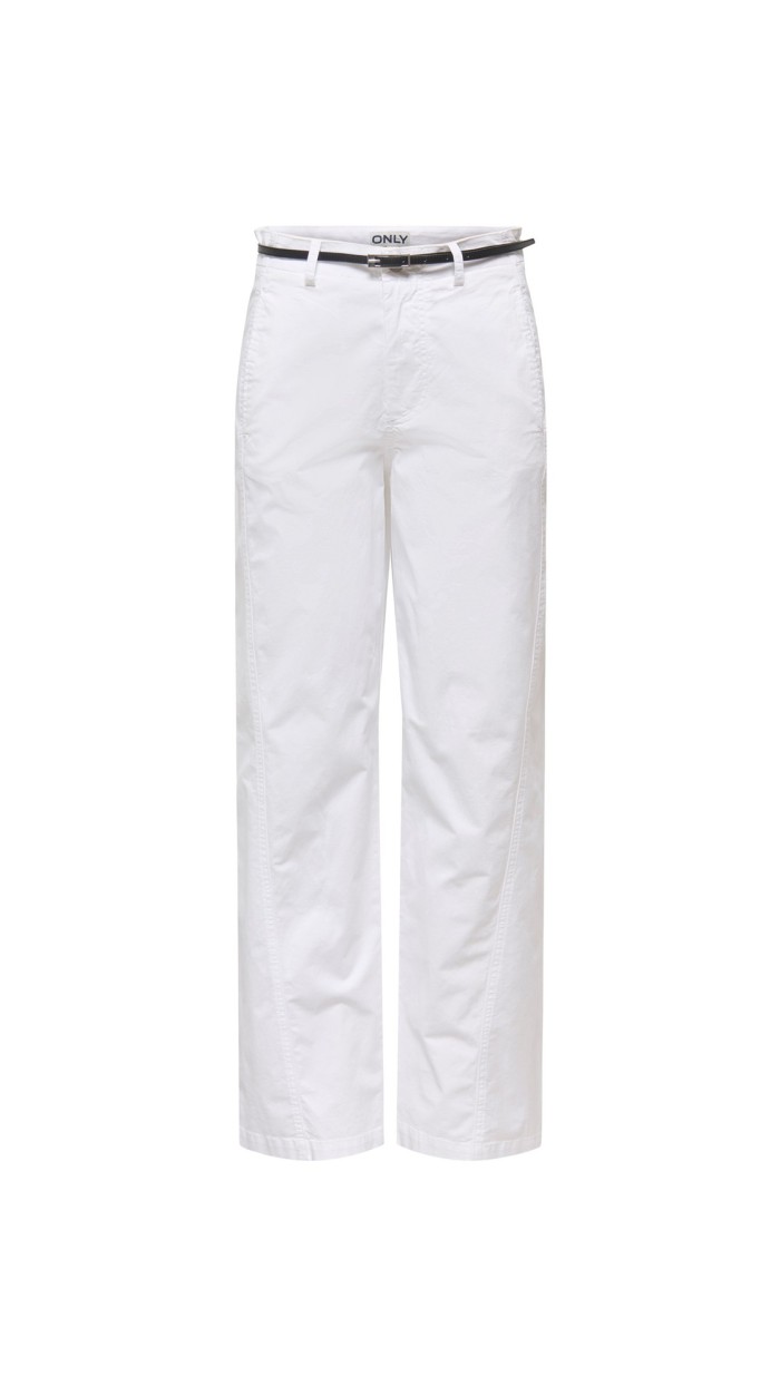 PANTALÓN BLANCO DETALLE CINTO NEGRO