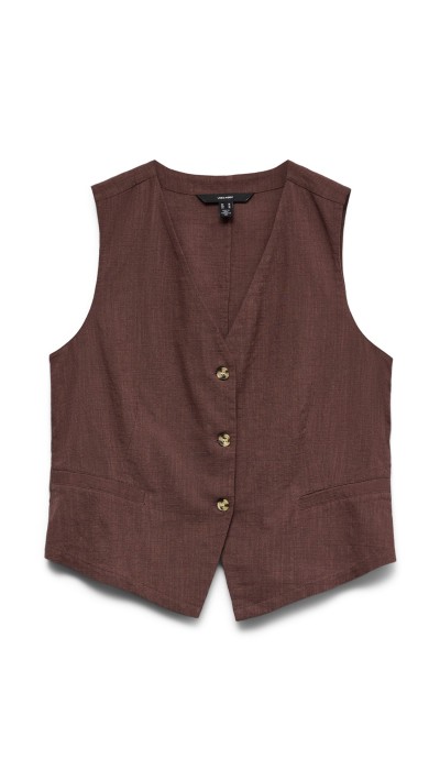 CHALECO LINO VERDE, MARRÓN Y BEIGE