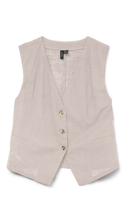 CHALECO LINO VERDE, MARRÓN Y BEIGE