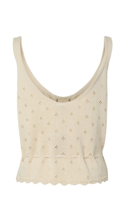 TOP DETALLE CINTO CINTURA PUNTO CALADO BEIGE