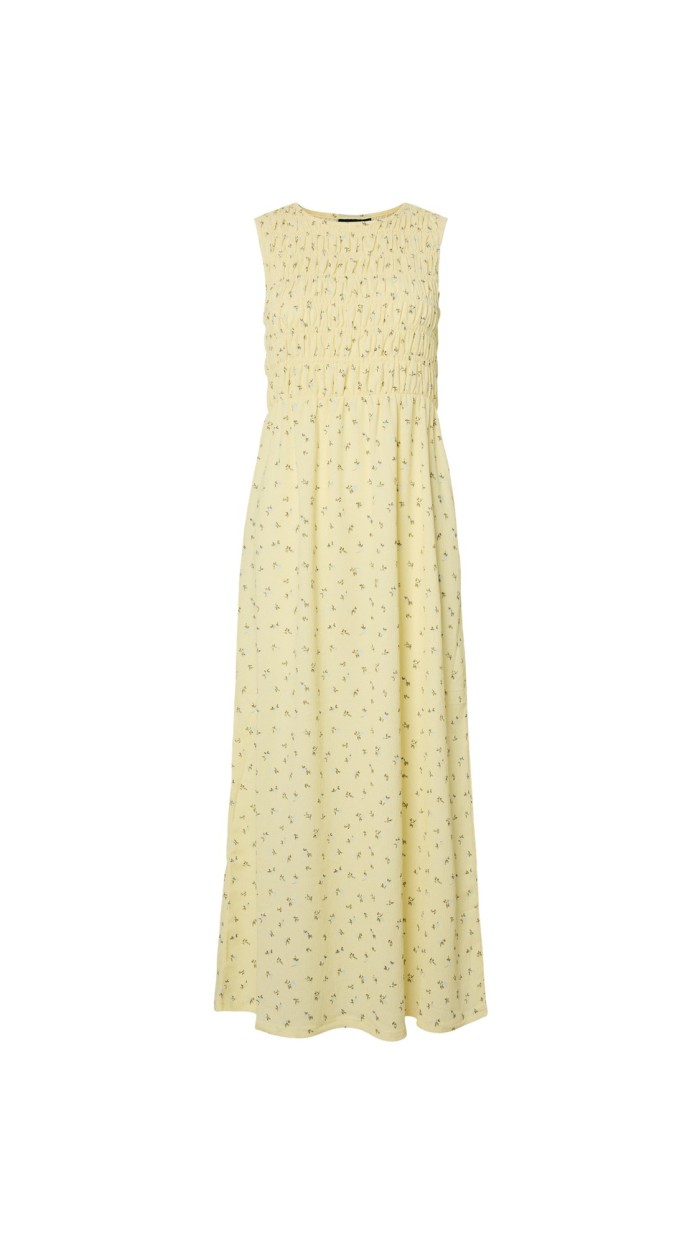 VESTIDO GOMAS PARTE SUPERIOR FALDA LISA