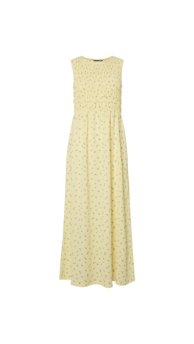 VESTIDO GOMAS PARTE SUPERIOR FALDA LISA