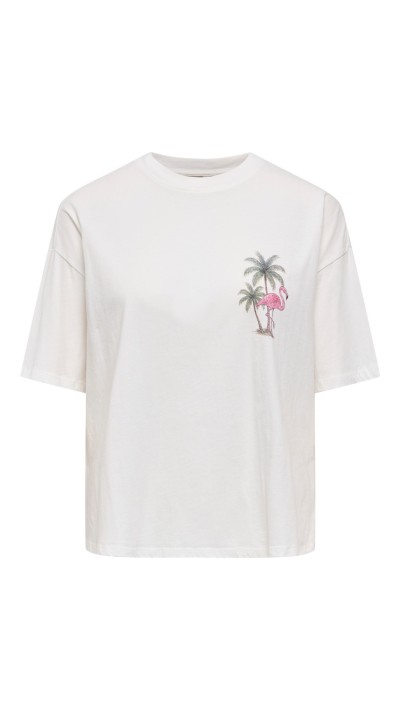 CAMISETA DIBUJO COLORES BLANCO, GRIS Y ROSA