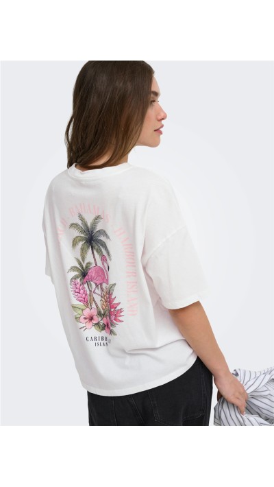 CAMISETA DIBUJO COLORES BLANCO, GRIS Y ROSA 2