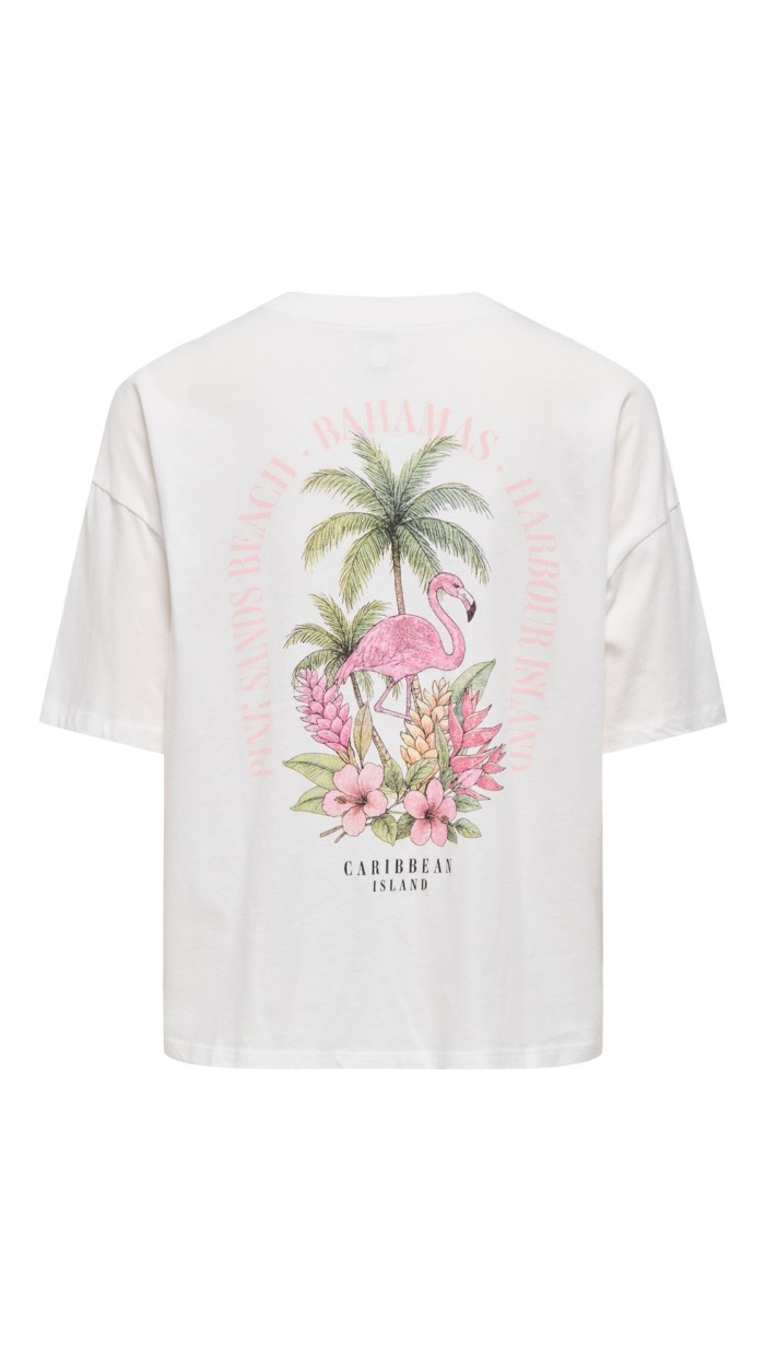 CAMISETA DIBUJO COLORES BLANCO, GRIS Y ROSA