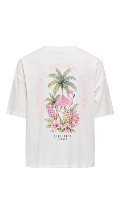 CAMISETA DIBUJO COLORES BLANCO, GRIS Y ROSA